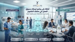 معهد تدريب بشهادات معتمدة في أبها 3 تصميم إعلاني لمعهد الطموح المتخصص العالي للتدريب يوضح برامج دبلوم إدارة التمريض ودبلوم التقنية الإدارية مع تدريب عملي وشهادات معتمدة وتأهيل لسوق العمل في أبها.