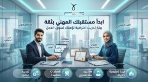 معهد تدريب بشهادات معتمدة في أبها 4 تصميم إعلاني لمعهد الطموح المتخصص العالي للتدريب يوضح بيئة تعليمية حديثة وشهادات معتمدة وتدريب احترافي يؤهل الطلاب لسوق العمل في أبها.